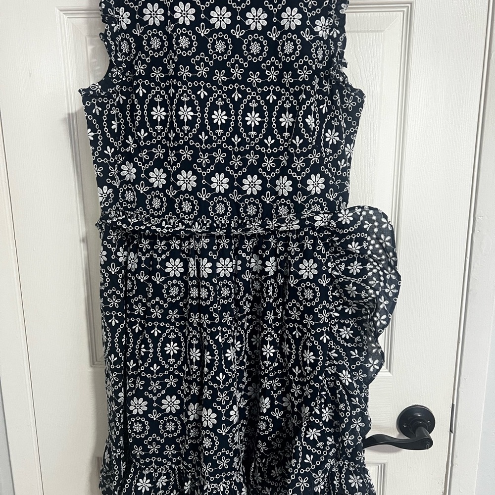 Kate Spade Navy and White Embroidered Dress